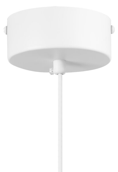 Závesná lampa biela kov železo visiace svietidlo s tienidlom moderná obývacia izba jedáleň spálňa