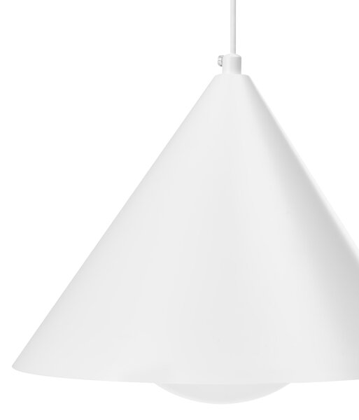 Závesná lampa biela kov železo visiace svietidlo s tienidlom moderná obývacia izba jedáleň spálňa