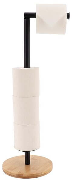 Stojan na toaletný papier Black Bamboo, čierna/s drevenými prvkami, o