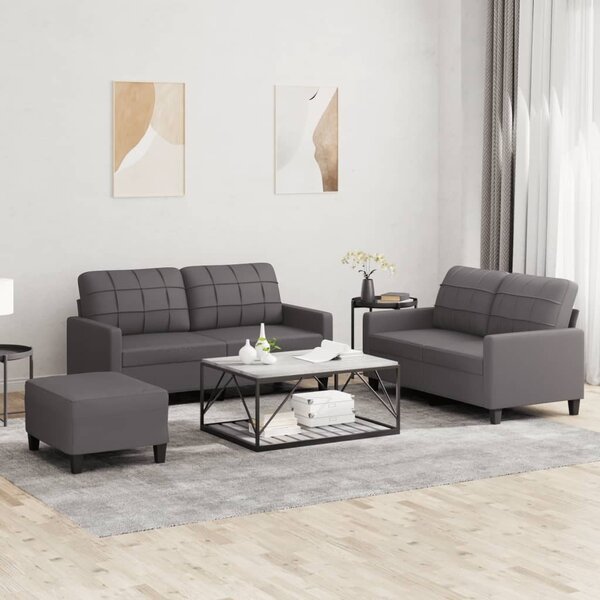 Maison Exclusive – 3-dielna sedacia súprava s vankúšmi, sivá umelá koža
