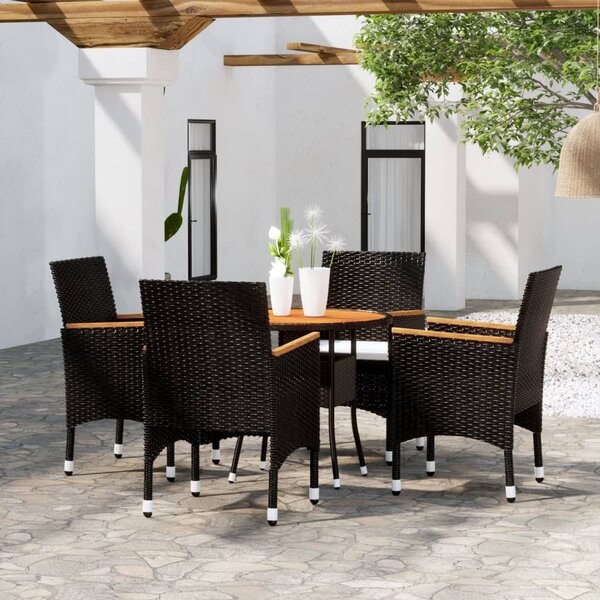 Maison Exclusive – 5-dielna záhradná jedálenská súprava z polyratanu, čierna