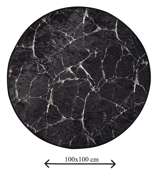 Čierna kúpeľňová predložka ø 100 cm Marble – Foutastic