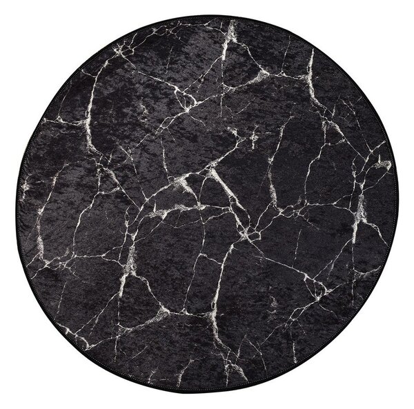 Čierna kúpeľňová predložka ø 100 cm Marble – Foutastic