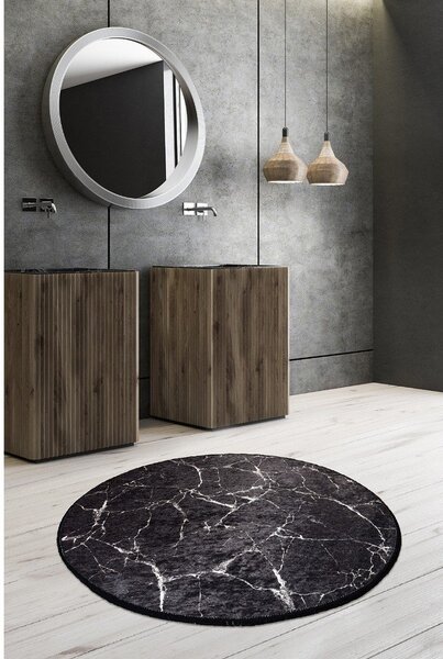 Čierna kúpeľňová predložka ø 100 cm Marble – Foutastic