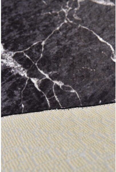 Čierna kúpeľňová predložka ø 100 cm Marble – Foutastic