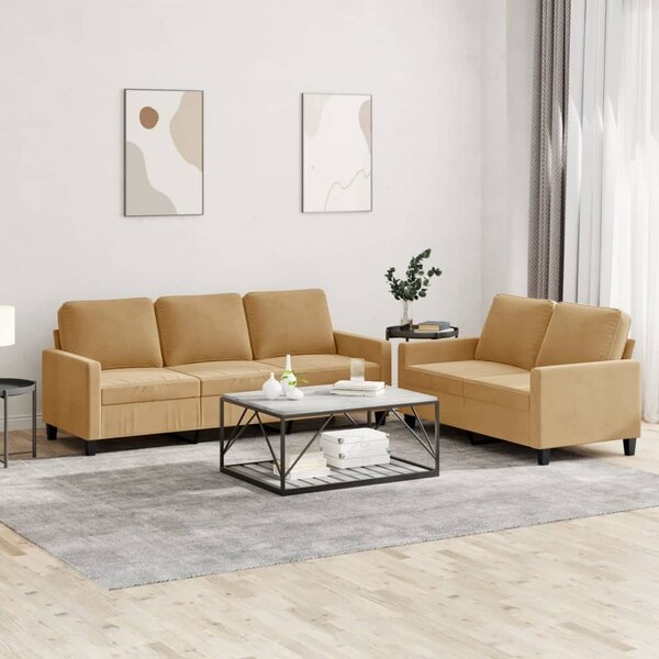 Maison Exclusive – 2-dielna sedacia súprava s vankúšmi, hnedý zamat