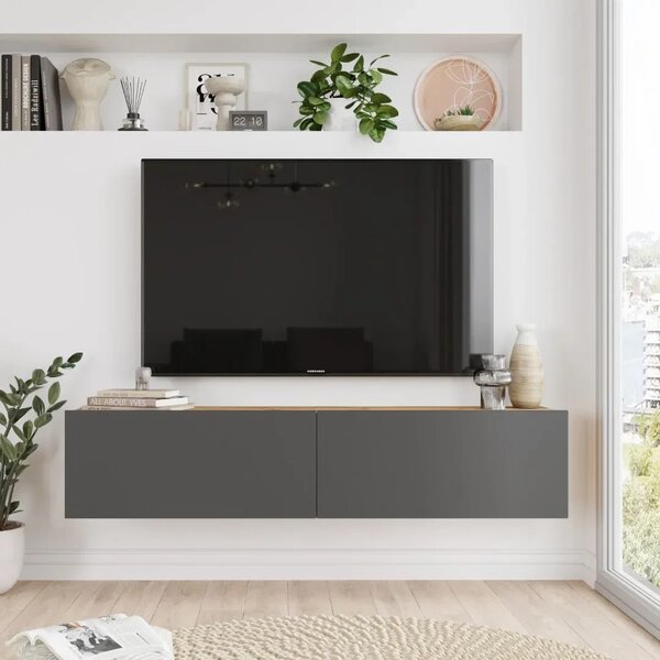 Závesný televízny stolík Houseland Farfallo borovica Atlantic/antracitovo sivý
