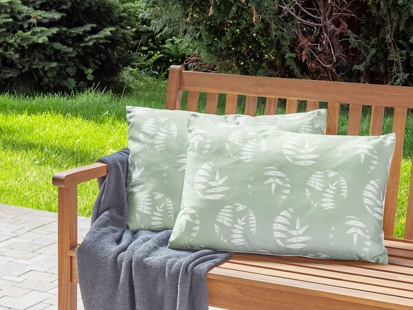 Sada 2 záhradných vankúšov zelená polyester 40 x 60 cm vzor listov s motívom moderný dizajn dekoračný vankúš