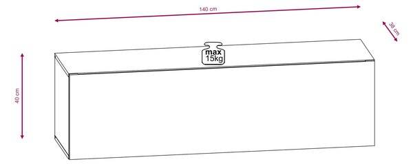 Vivaldi Závesný TV stolík Vivien 140 cm biely lesk