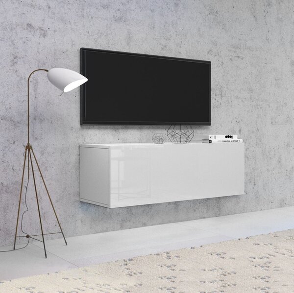 Vivaldi Závesný TV stolík Vivien 140 cm biely lesk