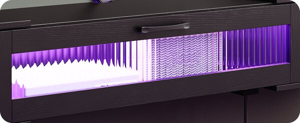 VASAGLE Závesný TV stolík Browny 140 cm s LED osvetlením čierny