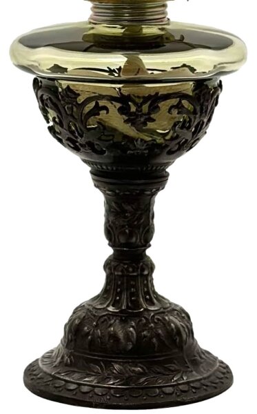 Petrolejová lampa RŮŽENA 50 cm lesná zelená zdobená cínom