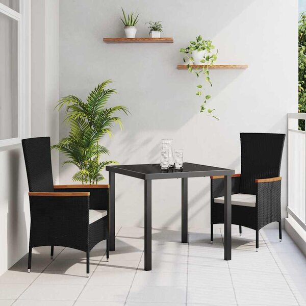 Maison Exclusive – záhradná jedálenská súprava, 3 kusy, čierna, oceľ s práškovou povrchovou úpravou