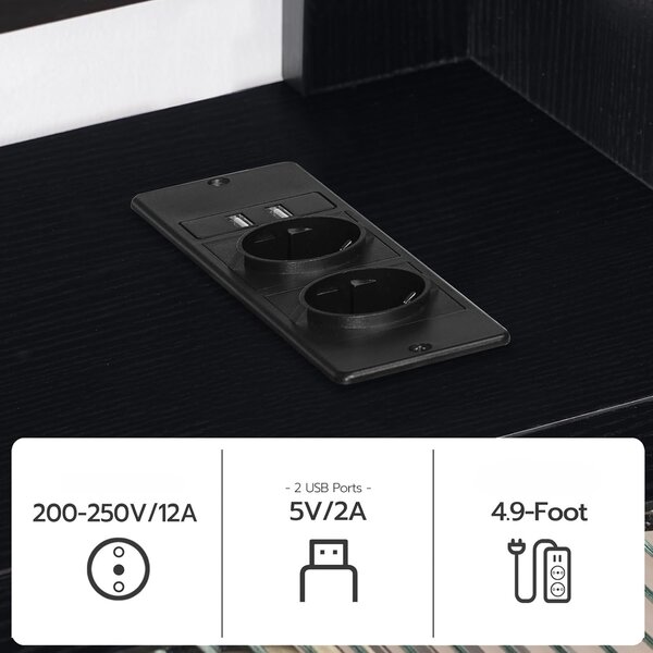 VASAGLE Závesný TV stolík Browny 140 cm s LED osvetlením čierny