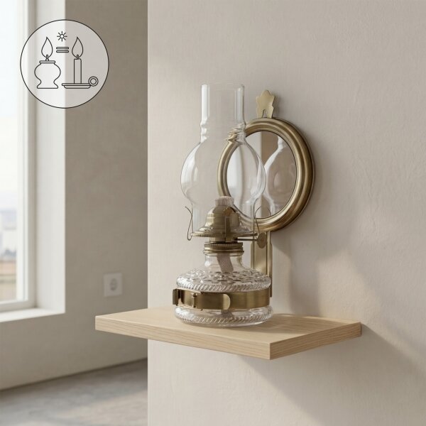 Brilagi - Petrolejová lampa so zrkadlom MERLIN zlatá/patina