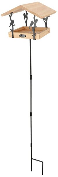 Zapichovacie kŕmidlo pre vtáky Rhi, 131,5x24,5x24,5 cm, drevo/kov, hnedá