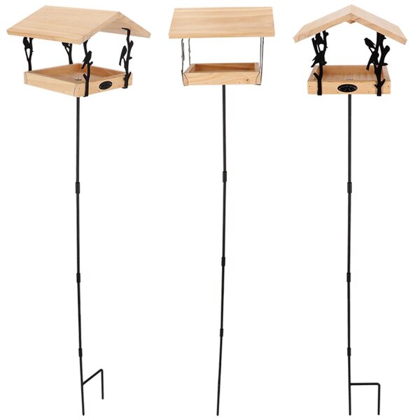 Zapichovacie kŕmidlo pre vtáky Rhi, 131,5x24,5x24,5 cm, drevo/kov, hnedá