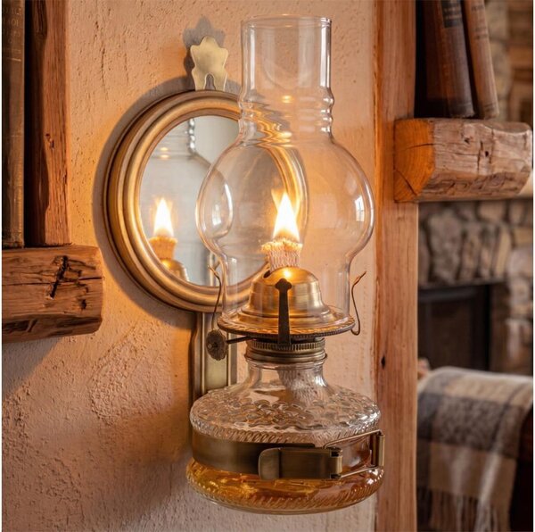 Brilagi - Petrolejová lampa so zrkadlom MERLIN zlatá/patina