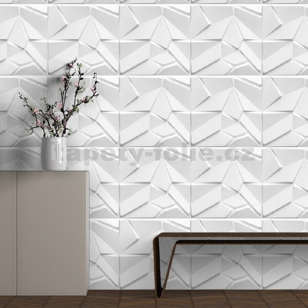 Stropné panely 3D XPS 0028, rozmer 50 cm x 50 cm, MERKUR biely, IMPOL TRADE