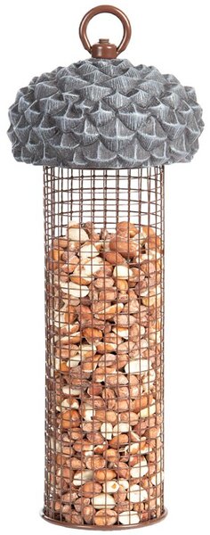 Závesné kŕmidlo pre vtáky Acorn2, 27,5x10 cm, kov/polyesterová živica, sivá