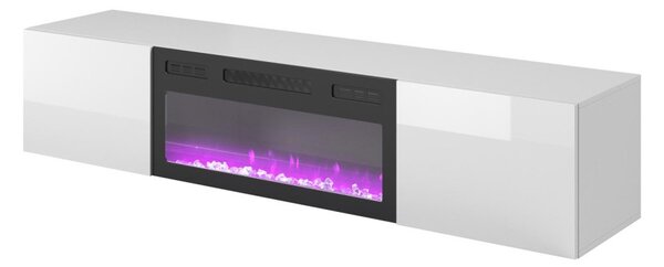 HALMAR Závesný TV stolík LICO s krbom 180 cm biely