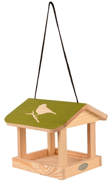 Závesné kŕmidlo pre vtáky Elisa, 19,5x24x24 cm, drevo, hnedá/zelená