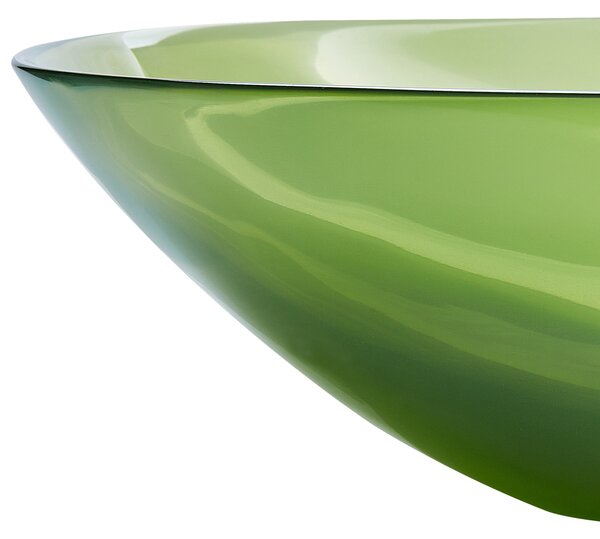Umývadlo na dosku zelené priehľadné z materiálu solid surface 54 x 36 cm moderná kúpeľňa