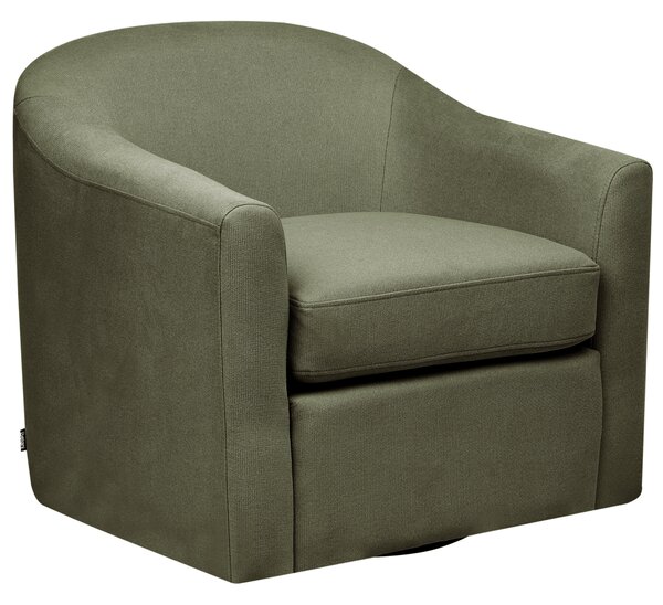 Otočné kreslo tmavozelené polyester látkové čalúnenie vodoodpudivá tkanina retro minimalistický štýl obývacia izba