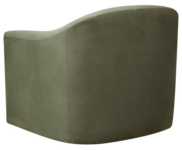 Otočné kreslo tmavozelené polyester látkové čalúnenie vodoodpudivá tkanina retro minimalistický štýl obývacia izba