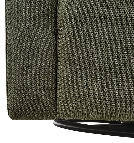 Otočné kreslo tmavozelené polyester látkové čalúnenie vodoodpudivá tkanina retro minimalistický štýl obývacia izba