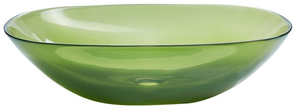 Umývadlo na dosku zelené priehľadné z materiálu solid surface 54 x 36 cm moderná kúpeľňa