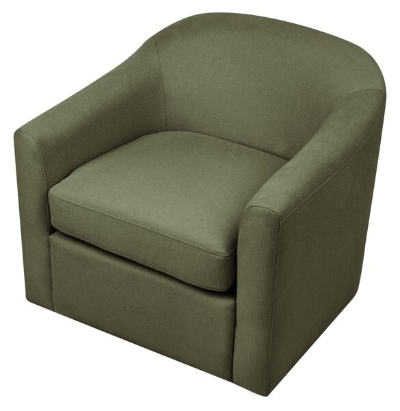 Otočné kreslo tmavozelené polyester látkové čalúnenie vodoodpudivá tkanina retro minimalistický štýl obývacia izba