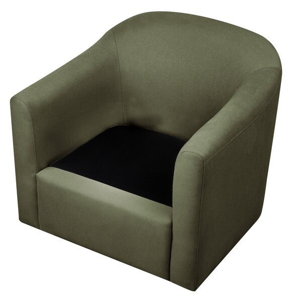 Otočné kreslo tmavozelené polyester látkové čalúnenie vodoodpudivá tkanina retro minimalistický štýl obývacia izba