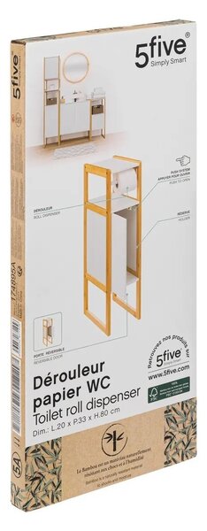 Polička na toaletný papaier Natureo White, biela/s drevenými prvkami