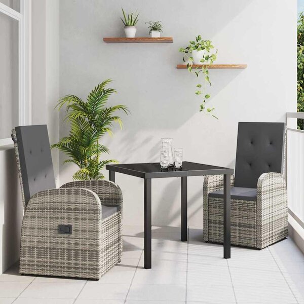 Maison Exclusive – Záhradná jedálenská súprava, 3 kusy, sivý polyratan
