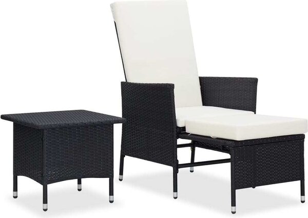 Maison Exclusive – 2-dielna záhradná súprava s vankúšmi z polyrotangu, čierna