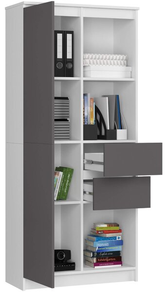 Ak furniture Knižnica R 80 cm CLP R15 biela/grafit