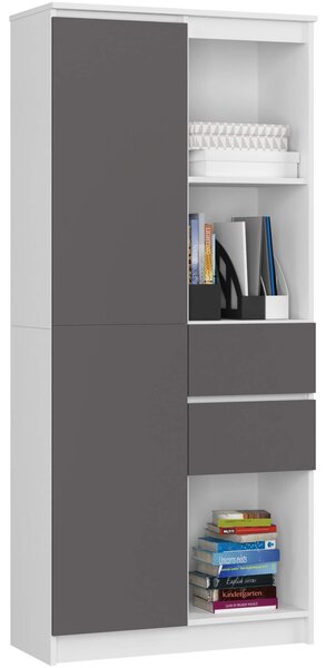 Ak furniture Knižnica R 80 cm CLP R15 biela/grafit