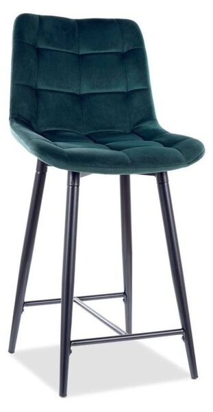 SIGNAL Barová stolička Signal CHIC VELVET H-2 čierny mat/zelená bluvel 78