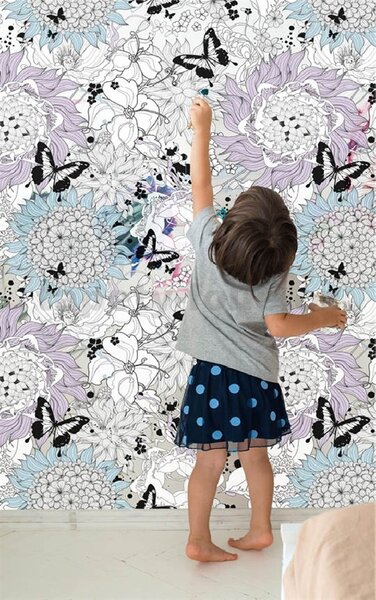 Samolepiace tabuľová tapety 67,5 cm x 1,5 m Gekkofix 14155Flowers - maľovanky Samolepiace tapety