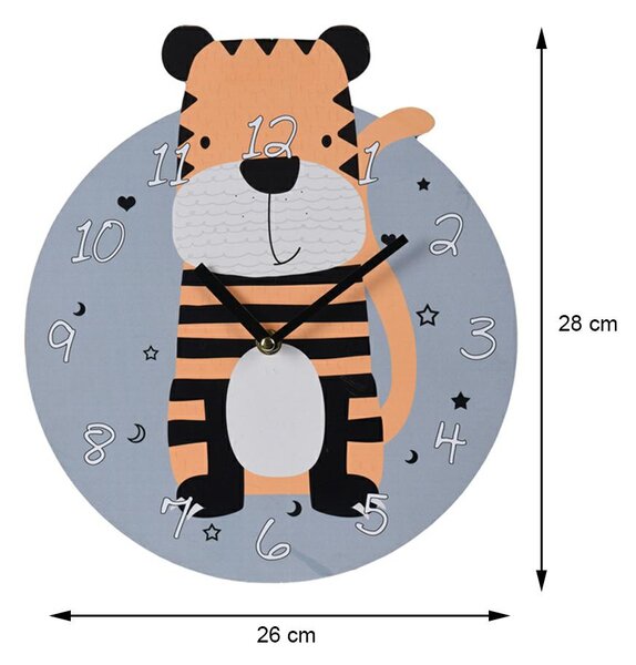 Detské nástenné hodiny Tiger, viacfarebná