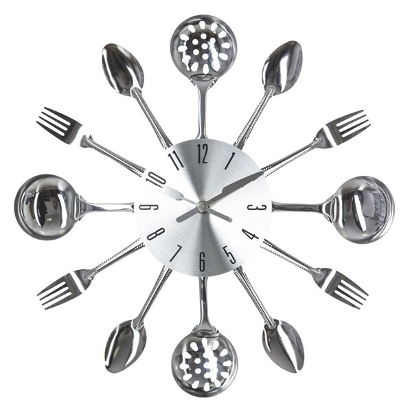 Nástenné hodiny Cutlery, chrómová