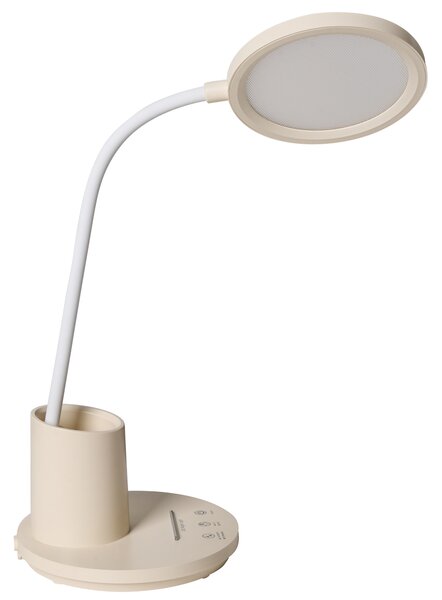 Stolná LED lampa svetlobéžová syntetický materiál 3 režimy teploty svetla so stmievačom dotyková nastaviteľná kancelária