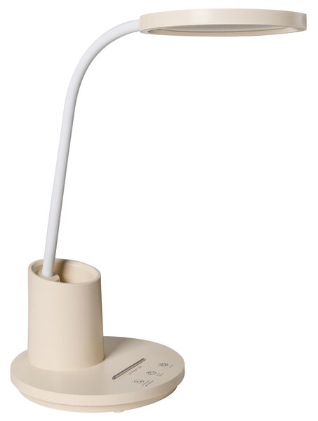 Stolná LED lampa svetlobéžová syntetický materiál 3 režimy teploty svetla so stmievačom dotyková nastaviteľná kancelária