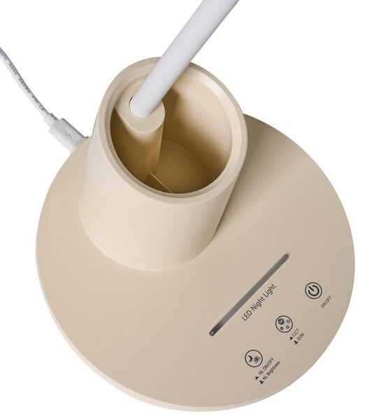 Stolná LED lampa svetlobéžová syntetický materiál 3 režimy teploty svetla so stmievačom dotyková nastaviteľná kancelária