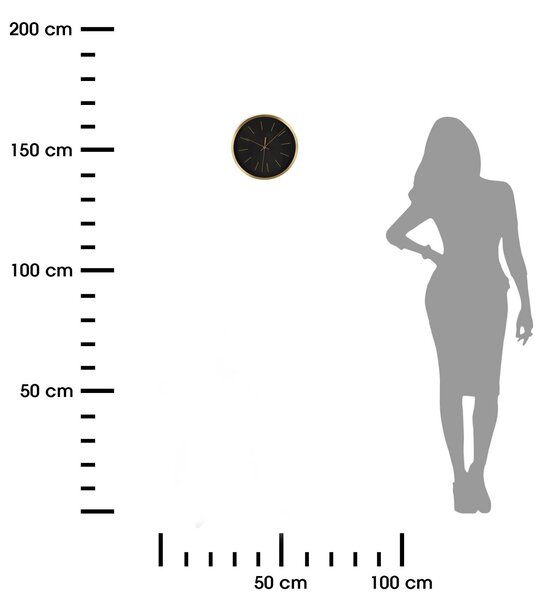 Nástenné hodiny Kylie, čierna/zlatá