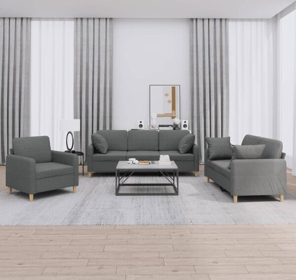 Maison Exclusive – 3-dielna sedacia súprava s vankúšmi, tmavosivá látka