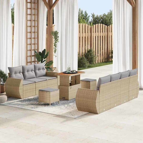 Maison Exclusive - Záhradný nábytok s vankúšmi s úložným priestorom 10 ks Béžový Poly-rattan