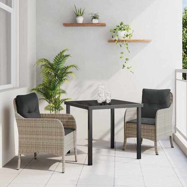 Maison Exclusive – Záhradná jedálenská súprava, 3 kusy, svetlosivý polyratan
