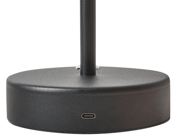 Stolná lampa čierna železo hliník s dotykovým vypínačom nabíjanie cez USB kábel bezdrôtová moderný štýl interiér exteriér